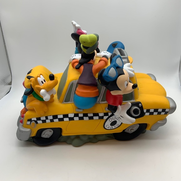 Vintage Disney Mickey Mouse and Friends Fab 5 Taxi Duck Cab Co. Fun Coin Bank - Picture 2 of 12